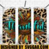 Flower Thankful Leopard PNG, Happy Thanksgiving Leopard 20oz Skinny Tumbler Designs PNG, Sublimation Designs PNG