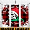 Dead Inside But It's Christmas 20oz Skinny Tumbler Template PNG, Buffalo Plaid Skull Tumbler Template PNG File Digital
