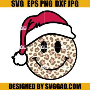 Smiley Santa Leopard SVG, Santa Claus Smiley SVG, Merry Christmas SVG