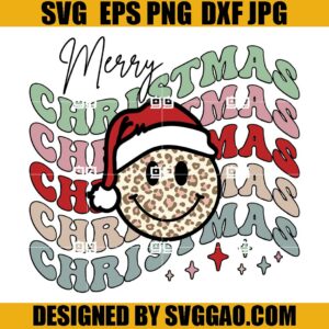 Merry Christmas Leopard SVG, Retro Christmas SVG, Smile Xmas SVG