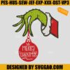 Merry Christmas Grinch Hand Embroidery Design, Hand The Grinch Embroidery Design