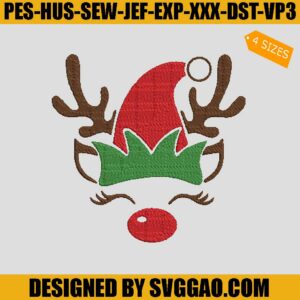 Elf Reindeer Embroidery Design, Christmas Embroidery File