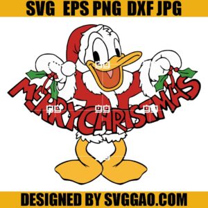 Donald Duck Merry Christmas SVG, Santa Donald Duck Xmas SVG, Disney SVG