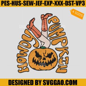 Howdy Pumpkin Cowgirl Boots Embroidery Design, Pumpkin Halloween Embroidery Design