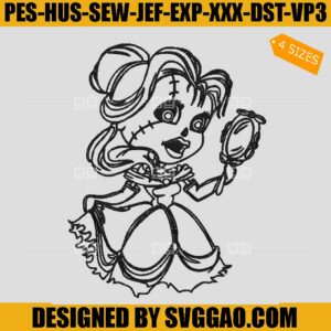 Belle Skeleton Embroidery Design, Princess Halloween Embroidery Design