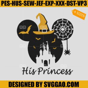 Disney Halloween Minnie Mouse Embroidery Design, Castle Minnie Embroidery File