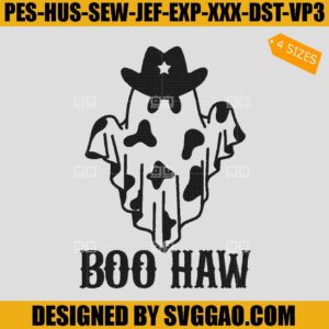 Boo Haw Embroidery Design, Halloween Cowboy Ghost Embroidery FIle