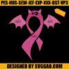 Breast Cancer Halloween Embroidery Design, Bat Cancer Embroidery File