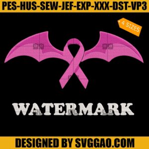 Breast Cancer Bat Man Embroidery Design, Breast CancerAwareness Halloween Embroidery File