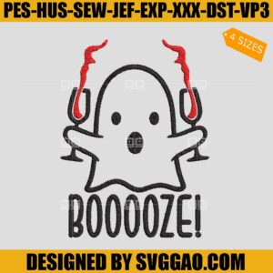 Booze Wine Halloween Embroidery File, Boo Halloween Embroidery File