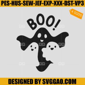 Boo Halloween Embroidey Design, Cute Ghoul Embroidery File