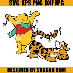 Pooh Style Pooh SVG, Tigger With Christmas Lights SVG