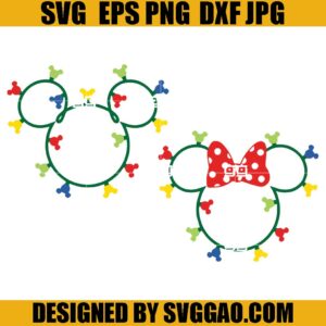 Mickey And Minnie SVG Bundle, Christmas Lights Ears SVG