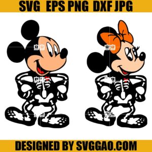 Mickey And Minnie Mouse Skeleton SVG Bundle, Halloween Mickey SVG