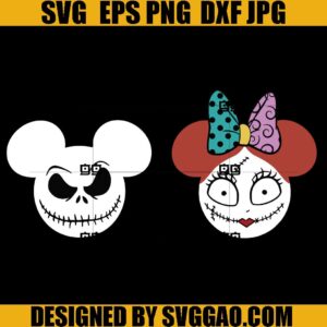 Jack and Sally Halloween SVG Bundle, Nightmare Before Christmas SVG, Jack Skellington Mickey SVG