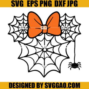 Spider Web Minnie Ears SVG, Disney Halloween SVG, Mickey Minnie Spider SVG
