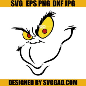 Grinch Face Template SVG, The Grinch SVG, Merry Christmas SVG