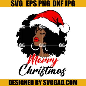 Merry Christmas Black Girl SVG, Afro Christmas Queen SVG