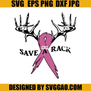Save A Rack SVG, Reindeer Pink Ribbon SVG, Breast Cancer Awareness SVG