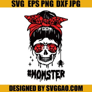 Momster Halloween SVG, Skull Mom SVG, Messy Bun SVG