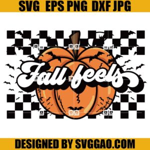 Fall Feels SVG, Pumpkin Checkered Flag SVG, Fall Thankgiving SVG
