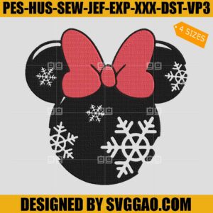 Mickey Minie Snow Embroidery Design, Christmas Mickey Embroidery File