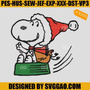 Christmas Snoopy Embroidery Design, Snoopy Santa Embroidery File