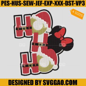 HoHoHo Minnie Embroidery Design, Mickey Christmas Embroidery File