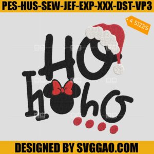 HoHoHo Mickey Minnie Embroidery Design, Mickey Santa Hat ...