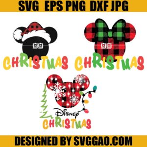 Mickey Buffalo Plaid SVG Bundle, Christmas Mickey Mouse SVG, Disney Xmas SVG