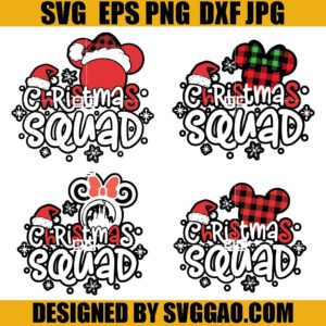 Christmas Squad Buffalo SVG Bundle, Mickey Santa Hat Buffalo SVG, Xmas SVG