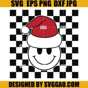 Smiley Face Santa SVG, Christmas Retro SVG, Smile Xmas SVG