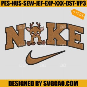 Reindeer Cute Nike EmbroideryDesign, Christmas Nike EmbroideryFile