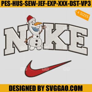 Nike Olaf Embroidery Design, Santa Hat Olaf Embroidery File