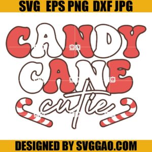 Candy Cane Cutie SVG, Groovy Christmas SVG, Retro Xmas SVG