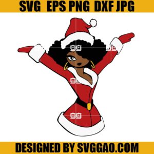 Afro Woman Christmas SVG, Santa Claus Black Girl SVG