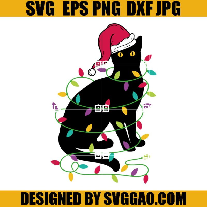 Christmas Cat SVG, Meowy Christmas SVG, Black Cat Merry Christmas SVG