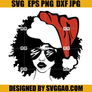 Afro Woman In Sunglasses SVG, Santa Black Girl SVG, Christmas Back Girl SVG