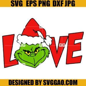 Love Grinch Face SVG, Love The Grinch SVG, Merry Christmas SVG