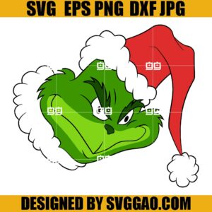 Grinch Santa Hat Face SVG, Dr Seuss Christmas SVG