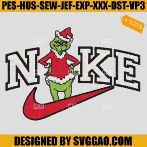 Nike The Grinch Embroidery Design, Christmas Grinch Nike Embroidery File