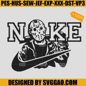 Jason Voorhees Nike Embroidery Design, Horror Movie Embroidery File