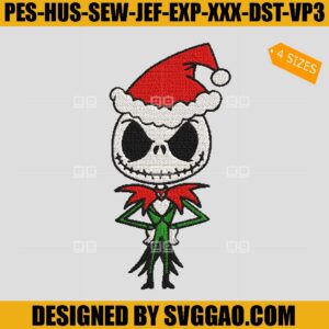 Jack Skellington Christmas Embroidery Design, Jack Santa Embroidery File
