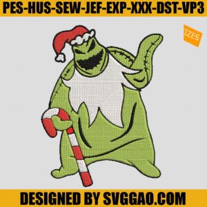 Santa Oogie Boogie Embroidery Design, Theb Boogie With Candy Cane Embroidery File
