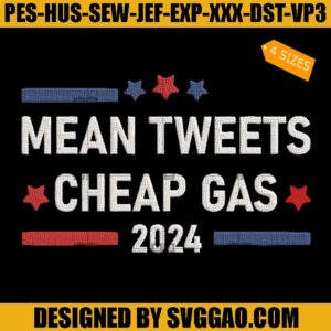 Mean Tweets Cheap Gas Embroidery Design, Flag American Embroidery File