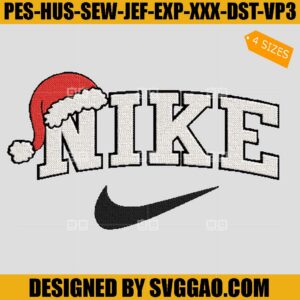 Nike Christmas Embroidery Design, Santa Nike Christmas Embroidery File