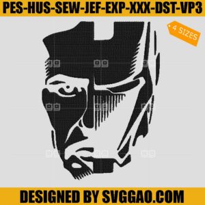 Iron Man Mask Embroidery Machine, Iron Man Helmet Embroidery Design