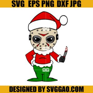 Jason Voorhees Christmas SVG, Jason Voorhees Santa Hat SVG, Horror SVG