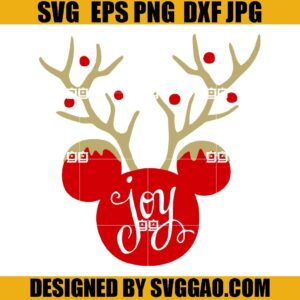 Mickey Reindeer SVG, Christmas Joy Square SVG