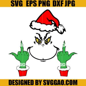 Grinch Faces SVG, Grinch With Santa Hat SVG, Merry Christmas SVG